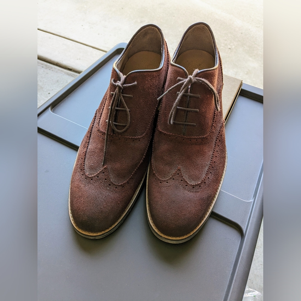 Andrew Marc Burgundy Suede Brogue Size 11